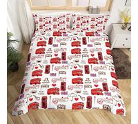 Homemissing British Duvet Cover Set London Urban Bedding Set for Kids Boys Girls Decor Red Bus Comforter Cover Set Microfiber England Flag Bedspread Cover Retro Telephone Booth Bedclothes King