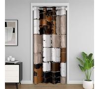 Homemissing Brown Black Abstract Closet Cover Modern Abstract Art Door Curtain for Doorway Privacy 86x203cm 1 Panel for Kids Boys Girls Geometric Minimalist Square Room Divider Curtain