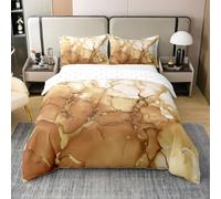 Homemissing Brown Kids Bedding Set,Boys Girls Double Size,Abstract Marble Duvet Cover 100% Cotton,Luxury Marbling Texture Soft Comforter Cover Set,Abstract Art Bedspread Cover Ink Fluid Art