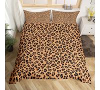 Homemissing Brown Leopard Duvet Cover Double Size Animal Print Bedding Set for Boys Girls Safari Comforter Cover Cheetah Bedroom Decor 3Pcs Zebra