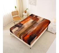 Homemissing Brown Red Abstract Fitted Sheet King All Season Geometric