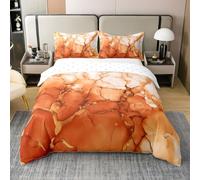 Homemissing Burnt Orange Kids Bedding Set,Boys Girls Single Size,Abstract Marble Duvet Cover 100% Cotton,Ink Fluid Art Comforter Cover Set,Luxury Marbling Texture Bedspread Cover Abstract Art
