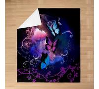 Homemissing Butterfly Fleece Throw Blanket Baby 30x40Inch Kids Butterflies Print for Girl Butterfly Floral Flannel Blanket Plush Fuzzy Purple Room Decor