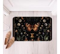 Homemissing Butterfly Polyester Bath Rug Boho Moth Soft Fleece Door Carpet for Kids Boys Girls Black Sky Non Slip Bath Mat Boho Exotic Moon Star Bathroom Floor Indoor Doormat,20x32 Inch