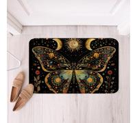 Homemissing Butterfly Soft Fleece Door Carpet Moth Floral Polyester Bath Rug for Kids Boys Girls Vintage Moon Starry Non Slip Bath Mat Bohemian Bathroom Floor Indoor Doormat,16x24 Inch