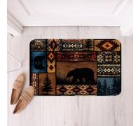 Homemissing Cabin Bear Hunting Bathroom Rugs Microfiber 20x32Inch Rustic Bath Mats Non-Slip Farmhouse Bathroom Accessories Bohemia Boho Floor DoormatsSoft Door Mat
