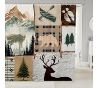 Homemissing Cabin Rustic Deer Bath Curtain 150x180cm Wild Animal Farmhouse Shower Curtain for Bathroom Decor Nature Wildlife Wooland Hunting Bathroom Accessories Light White Brown Polyester