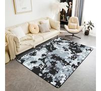 Homemissing Camo Area Rug 150 * 200cm Polyester Farmhouse Living Room Rugs for Bedroom Hunting Decor Carpet Cabin or Rustic Lodge Indoor Floor Mat Celeste Black Soft Non-slip