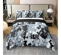 Homemissing Camo Duvet Cover 100% Cotton King Size Farmhouse Bedding Set for Boys Girls Hunting Comforter Cover Cabin or Rustic Lodge Bedroom Decor 3Pcs Celeste Black Zipper Closure With 2 Pillowcases