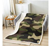 Homemissing Camo Sherpa Blanket Camouflage Fleece Throw Blanket for Bed Sofa Kids Boys Girls Modern Abstract Art Decor Plush Blanket Military Style Flannal Blanket Single 50x60 Inch