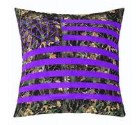 Homemissing Camo Throw Pillow Covers 1 Pcs Camouflage Square Cushion Covers Military Style Pillow Case American Flag Cushion Case for Couch Sofa Purple Bedroom Decor 40x40cm