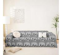 Homemissing Camper Slipcover Happy Camping Decorative Couch Cushion Cover Rv Decorative Soft Sofa Cover Rustic Farmhouse Style Couch Blanket Fits 1 Cushion, 180x340cm, Black White