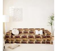 Homemissing Camper Soft Sofa Cover Blue Happy Camping Couch Blanket Fits 1 Cushion, 180x231cm Rv Camping Decorative Couch Cushion Cover Rustic Wooden Slipcover, Cartoon Car