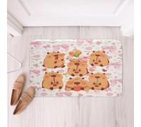 Homemissing Capybara Bathroom Rugs Microfiber 20x32Inch Cute Capybara Floor Doormats Non-Slip Pink Bow Bathroom Accessories Love Heart Bath Mats Soft Door Mat