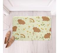 Homemissing Capybara Bathroom Rugs Rainbow Pattern Bath Mats Microfiber Yellow Wildflower Bathroom Accessories Botanical Bee Animal Theme Floor Doormats Non-Slip 20x32Inch Rustic Wildlife Soft