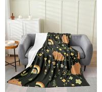 Homemissing Capybara Flannel Fleece Throw Blanket Rainbow Pattern Single 50x60Inch Botanical Bee Animal Theme Fleece Throw Blanket for Kids Women Men Yellow Wildflower Rustic Wildlife Bedroom Decor