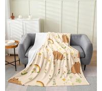 Homemissing Capybara Plush Throw Blanket Yellow Wildflower Flannel Blanket Double 60x79Inch Rainbow Pattern All Season Botanical Bee Animal Theme for Couch Bed Sofa Rustic Wildlife Bedroom Decor