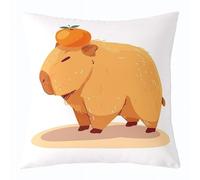 Homemissing Capybara Throw Pillow Covers 1 Pcs Orange Fruit Cushion Case Summer Theme Decor Pillowcase Rustic Wildlife Indoor Outdoor Cartoon Animal Pattern Super Soft 45x45cm