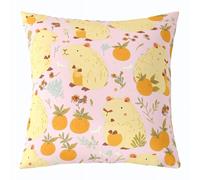 Homemissing Capybara Throw Pillow Covers 1 Pcs Tropical Animal Theme Square Cushion Covers Orange Fruit Pillow Case Summer Theme Cushion Case for Couch Sofa Rustic Wildlife Bedroom Decor 60x60cm