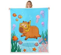 Homemissing Capybaras Sherpa Throw Blanket for Couch Underwater Dive Super Soft Cozy Fleece Tropical Fish Blanket for Winter, Plush Throw Cute Animal Baby 30x40Inch All Season