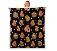 Homemissing Capybaras Sherpa Throw Blanket for Couch Watermelon Super Soft Cozy Fleece Sunflower Blanket for Winter, Plush Throw Star Print Queen 90x90Inch All Season