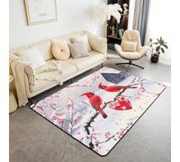 Homemissing Cardinal Birds Area Rug 150 * 200cm Kids Christmas Romantic Living Room Rugs for Bedroom for Boys Girls Red Birds Cute Decor Carpet Indoor Floor Mat Polyester