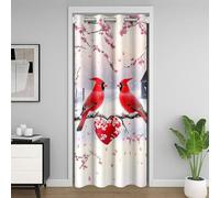 Homemissing Cardinal Birds Door Curtain for Doorway Privacy 132x203cm Kids Christmas Romantic Closet Cover Red Birds Cute Room Divider Curtain Microfiber