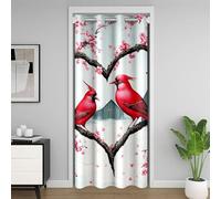 Homemissing Cardinal Birds Door Curtain for Doorway Privacy 86x203cm Kids Christmas Romantic Closet Cover Red Birds Room Divider Curtain Microfiber