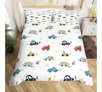 Homemissing Cars Cartoon Duvet Cover Cartoon Cars Bus Bedding Set Transport Vehicles Cars Comforter Cover for Kids Boys Traffic Vehicles Bedspread Cover Lightweight Quilt Cover Single