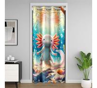 Homemissing Cartoon Axolotl Door Curtain for Doorway Privacy 132x203cm Kids Salamander Cute Closet Cover Underwater World Room Divider Curtain Microfiber
