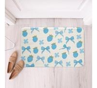 Homemissing Cartoon Bowknot Polyester Bath Rug Blue Bow Tie Soft Fleece Door Carpet for Kids Boys Girls Knot Princess Non Slip Bath Mat Strawberry Bathroom Floor Indoor Doormat,16x24 Inch