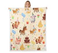 Homemissing Cartoon Cow Fleece Throw Blanket Farm Animal Sherpa Blanket for Kids Plush Fuzzy Cute Pig Single 50x60Inch Yellow Farm Nursery Decor for Bed Sofa Living Room Funny Country Theme Decor