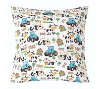 Homemissing Cartoon Cow Throw Pillow Covers 1 Pcs Farm Animal Square Cushion Covers Tractor Pillow Case Rustic Farmhouse Cushion Case for Couch Sofa Bedroom Decor 40x40cm