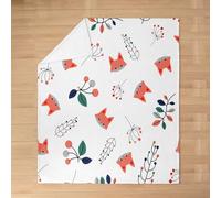 Homemissing Cartoon Fox Flannel Blanket Baby 30x40Inch Kids Animal Polar Fleece Throw Kawaii Oriental Cherry All Seaon Cozy Blanket for Bed Couch Chair Living Room Fruit Cozy Fleece Throw Room Decor