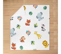 Homemissing Cartoon Fox Flannel Blanket Baby 30x40Inch Kids Elephant Polar Fleece Throw Giraffe All Seaon Cozy Blanket for Bed Couch Chair Living Room Lightweight Animal Cozy Fleece Throw Room Decor