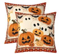 Homemissing Cartoon Ghost Throw Pillow Covers Set of 2 Gothic Pumpkin Cushion Case Happy Halloween Decor Pillowcase Thanksgiving Indoor Outdoor Super Soft 40x40cm