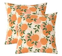 Homemissing Cartoon Orange Throw Pillow Covers Fresh Oranges Pillow Covers for Home Sofa Bed Couch for Kids Boys Girls Cartoon Citrus Fruit Cushion Covers Fruit Style Pillowcases, 45x45cm Set of 2