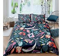 Homemissing Cartoon Sea Creatures Comforter Cover Ocean Marine Bedding Set for Boys Girls Children Sea Under Water World Duvet Cover Hawaiian Sealife with 2 Pillowcases 3Pcs Bedding King