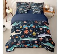 Homemissing Cartoon Shark Double Bedding 7Pcs Cute Octopus Jellyfish