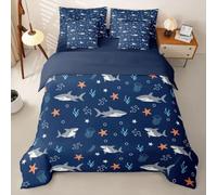Homemissing Cartoon Shark King Bedding 7Pcs Cute Jellyfish Duvet Cover