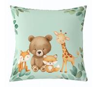 Homemissing Cartoon Zoo Throw Pillow Covers 1 Pcs Cute Animals Cushion Covers Safari Animals Pillow Case for Couch Sofa Cushion Case Kids Boys Girls Bedroom Decor 18 x 18-Inch