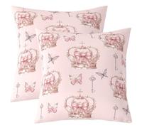 Homemissing Castle Throw Pillow Covers Set of 2 Butterfly Square Cushion Covers Princess Style Pillow Case Cute Cushion Case for Couch Sofa Peach Blossom Bedroom Decor 45x45cm