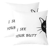 Homemissing Cat Throw Pillow Covers Set of 2 Cute Decorative Pillowcase Cartoon Cushion Covers for Sofa Couch Bed Kawaii Cushion Case Funny Animal Home Decor 40x40cm
