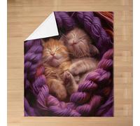 Homemissing Cats Print Plush Throw Blanket Animal Flannel Blanket Baby 30x40Inch Purple All Season Cute Kitten for Couch Bed Bedroom