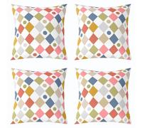 Homemissing Checkered Cushion Covers Set of 4 40x40cm For Kids Boys Girls Groovy Geometric Throw Pillow Covers Neutral Aesthetic Plaid Pillowcase Diamond Grid Cushion Case