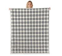 Homemissing Checkered Plaid Sherpa Throw Blanket for Couch Stripe Line Super Soft Cozy Fleece Geometric Retro Neutral Blanket for Winter, Plush Throw Vintage Aesthetic 40x50Inch All Season