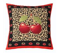 Homemissing Cheetah Print Cherry Throw Pillow Covers 1 Pcs Leopard Cushion Case Girls Cherry Prints Decor Pillowcase Safari Indoor Outdoor Animal Print Super Soft 50x50cm