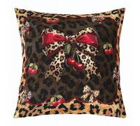 Homemissing Cheetah Print Cherry Throw Pillow Covers 1 Pcs Leopard Square Cushion Covers Girls Cherry Prints Pillow Case Safari Cushion Case for Couch Sofa Animal Print Bedroom Decor 60x60cm