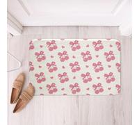 Homemissing Cherry Bathroom Rugs Bow Bath Mats Microfiber Kawaii Bowknot Bathroom Accessories Heat Love Floor Doormats Non-Slip 20x32Inch Cute Cherry Gifts Soft
