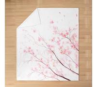 Homemissing Cherry Blossom Flannel Fleece Blanket Queen 90x90Inch Girls Pink Sakura Flower Plush Throw Blanket for Kids Boys Floral Botanical,All Season for Bed Sofa Couch Breathable Japanese Style